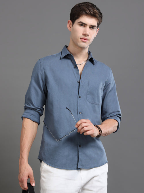 Men Smart Cotton Linen Slim Fit Shirt