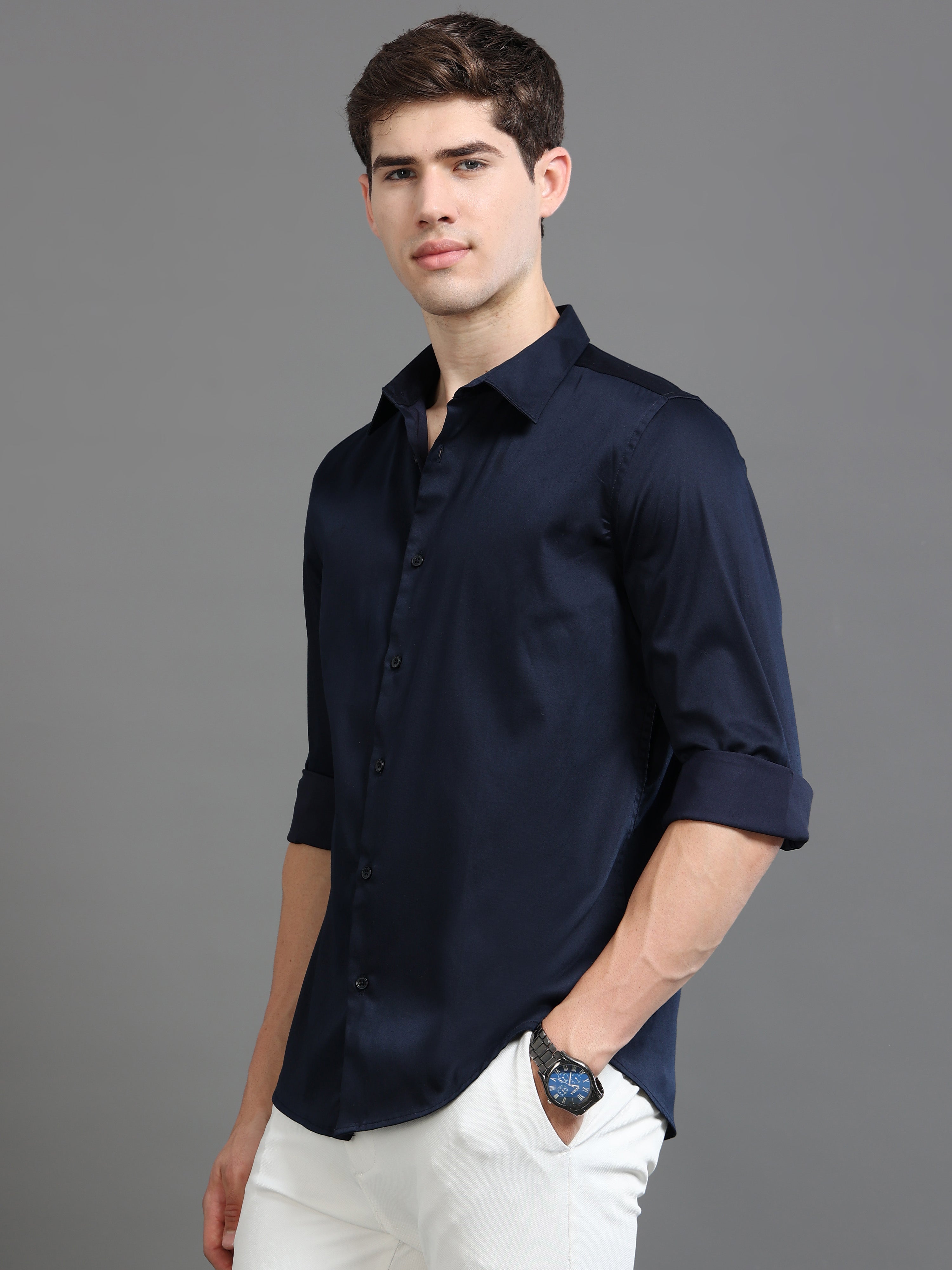 Men Satin Slim Fit Shirt