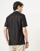 MEN'S REGULAR FIT SELF DESIGN SHIRT