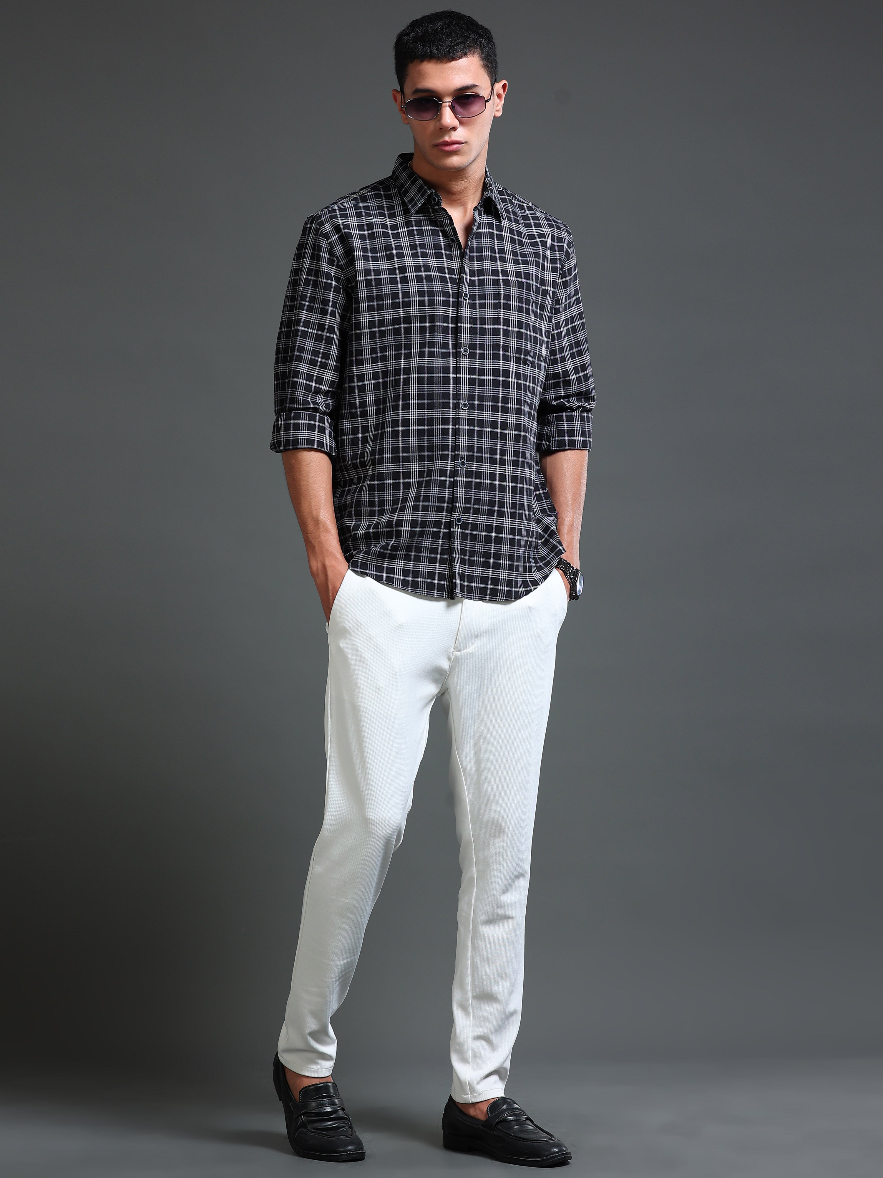 Men's Premium Oxford Checks Black Shirt
