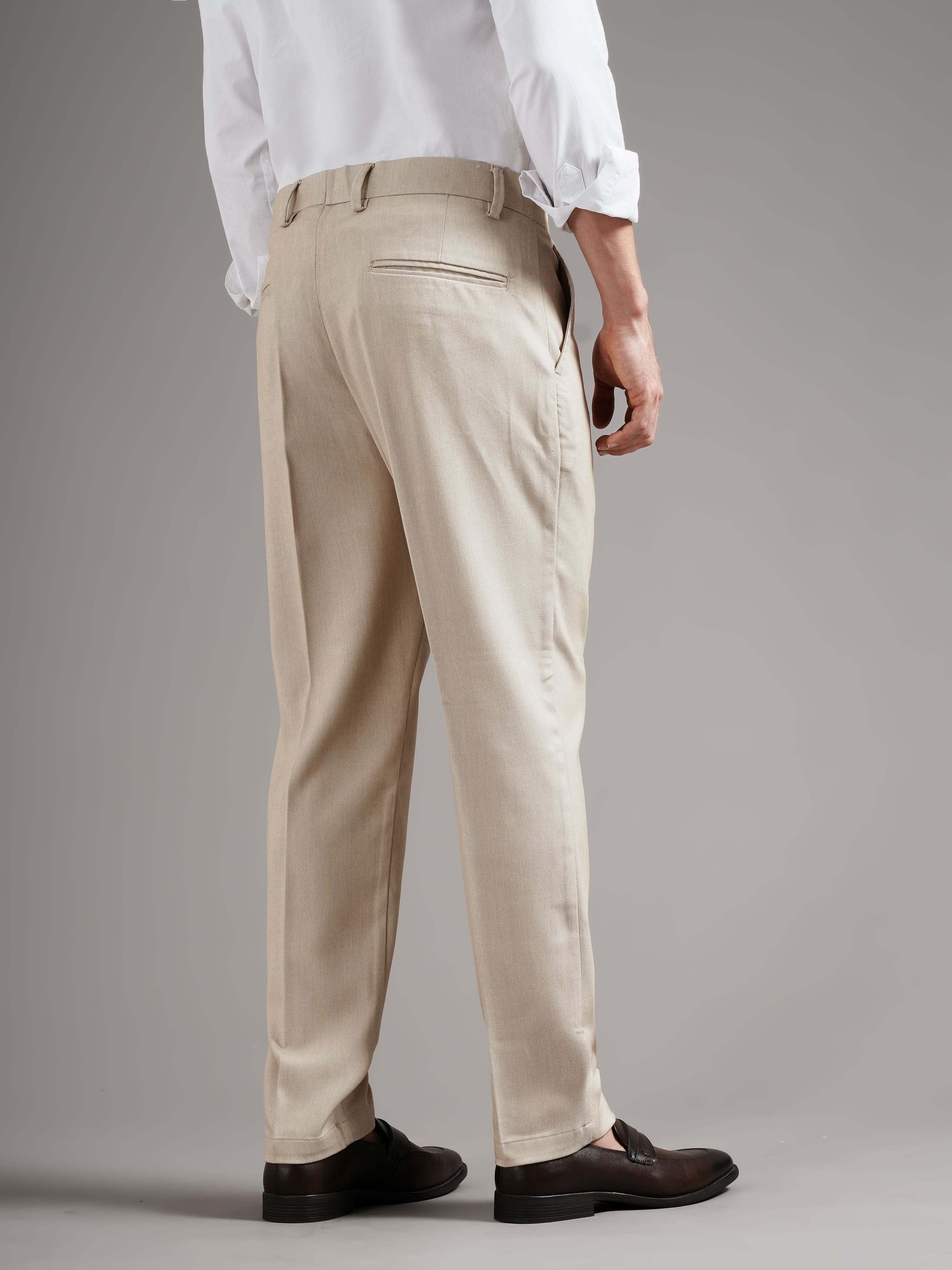 Men Tailored Straight Fit Low-Rise Trousers