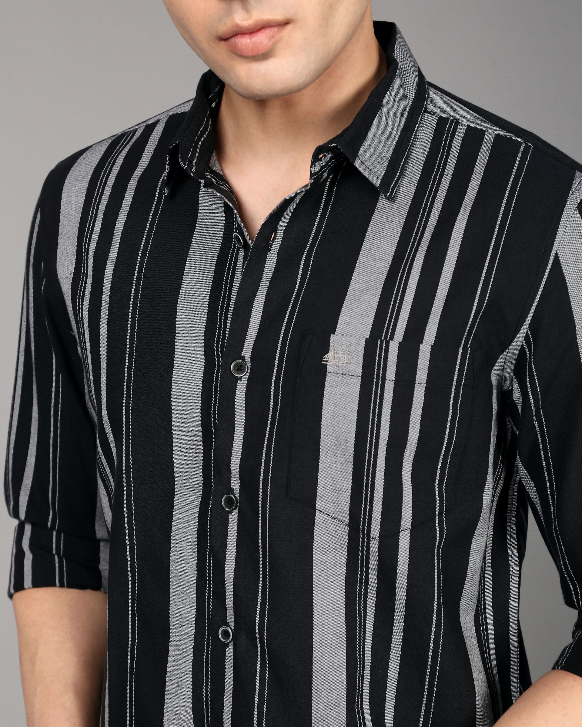 Comfort Slim Fit Striped Spread Collar Pure Cotton Casual Shirt