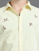 Men Oxford Embroidary Slim Fit Shirt