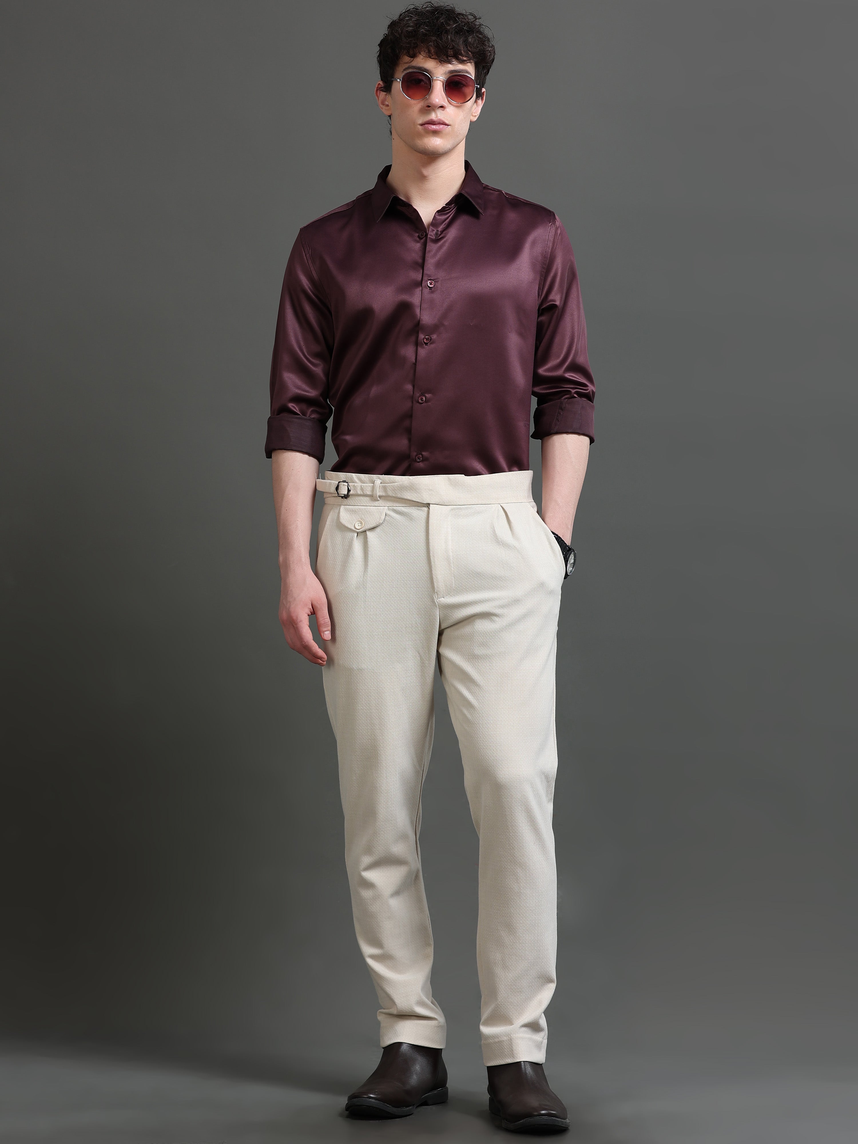 Spread Collar Smart Slim Fit Casual Shirt