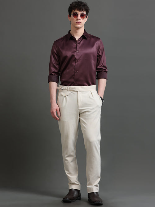 Spread Collar Smart Slim Fit Casual Shirt