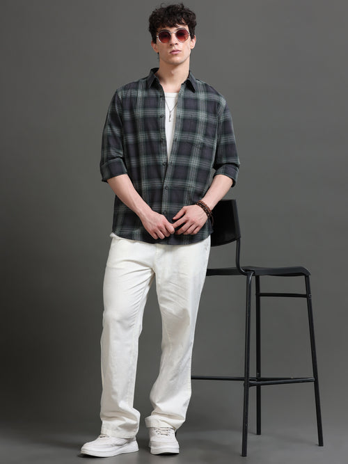 Men Smart Slim Fit Tartan Checks Checked Casual Shirt