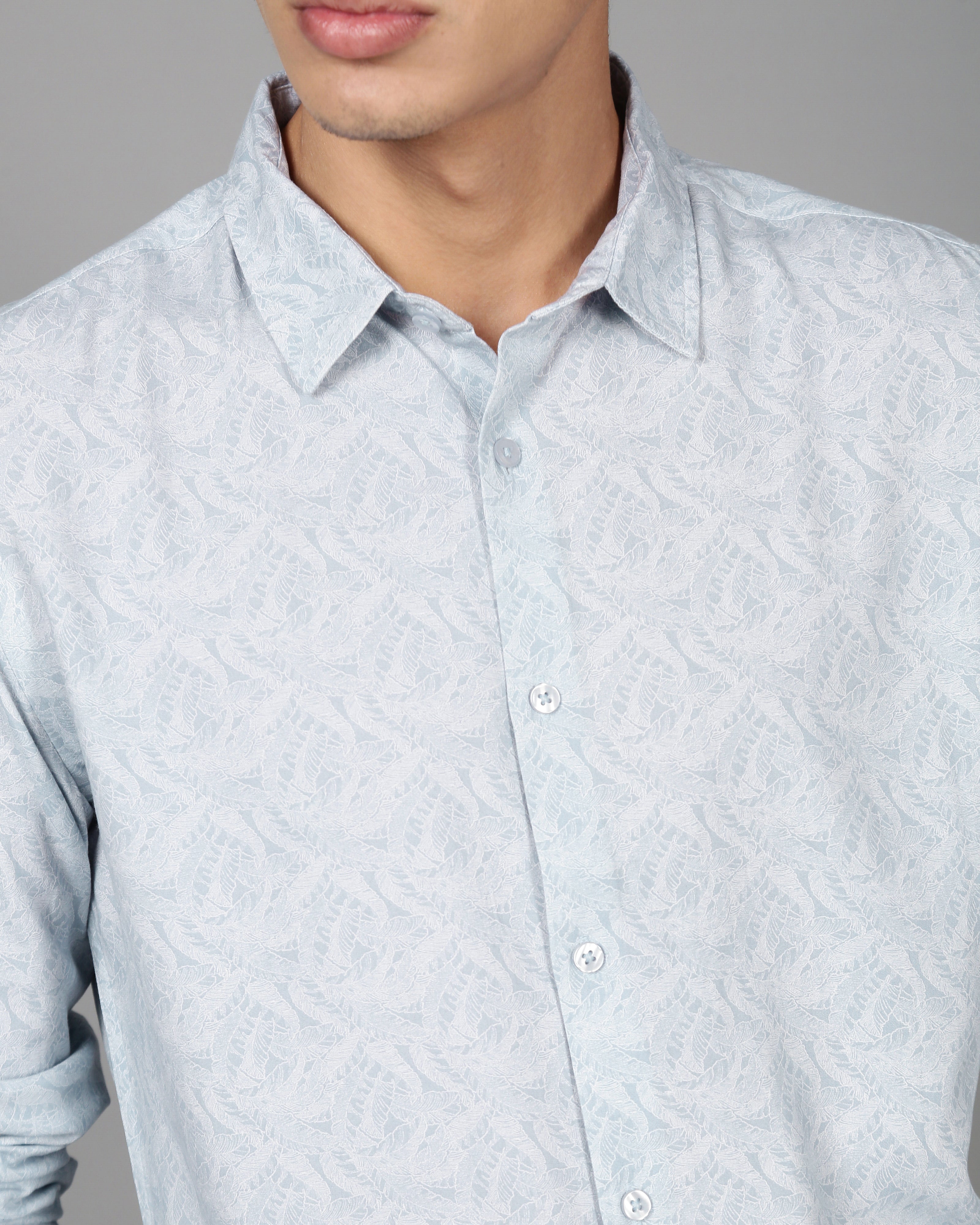Men Smart Slim Fit Tropical Printed Cotton Casual Shirt