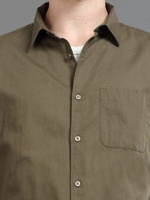 Men Smart Cotton Linen Slim Fit Shirt