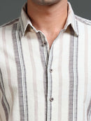 Men's Cotton Linen Dobby Stripes Shirt