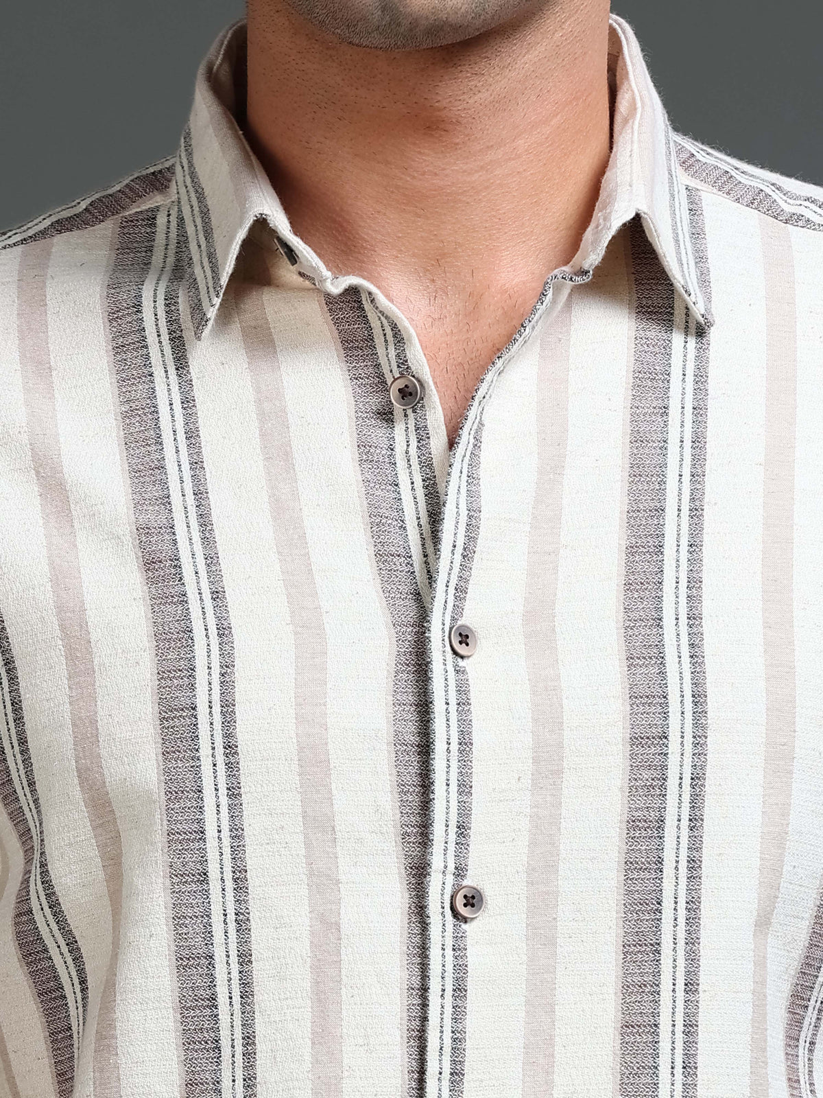 Men's Cotton Linen Dobby Stripes Shirt