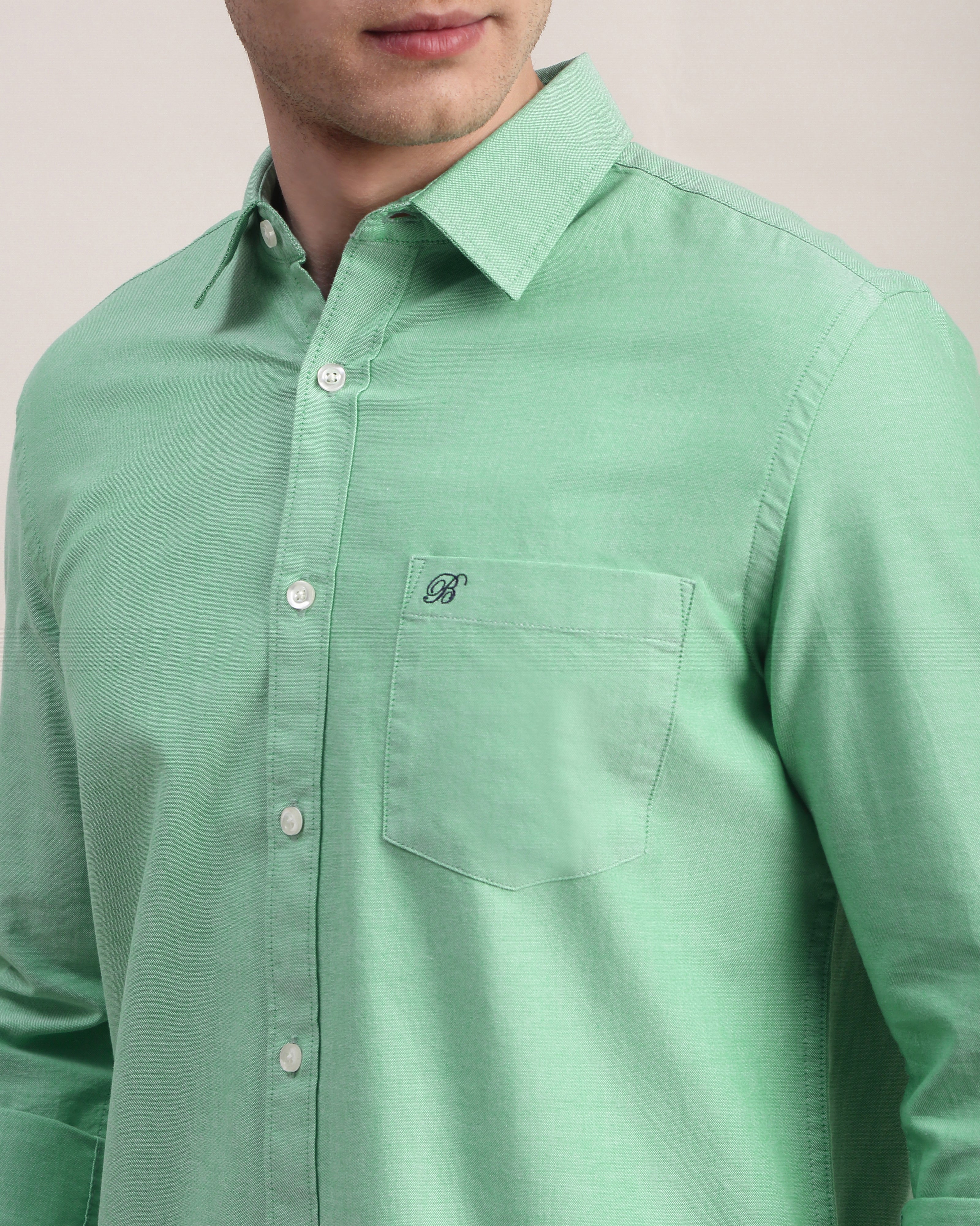 Men Slim Fit Oxford Cotton Casual Shirt