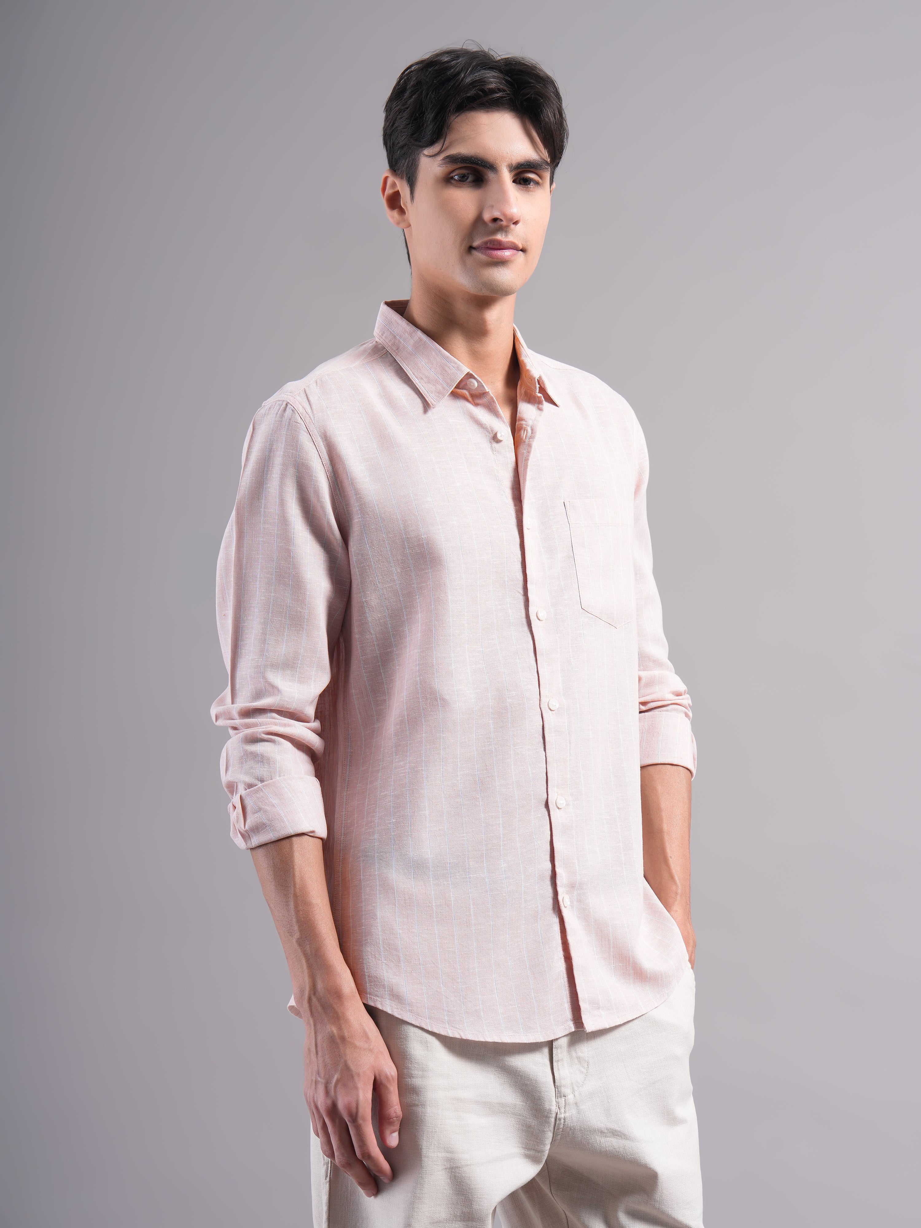 Men Smart Slim Fit Striped Casual Shirt