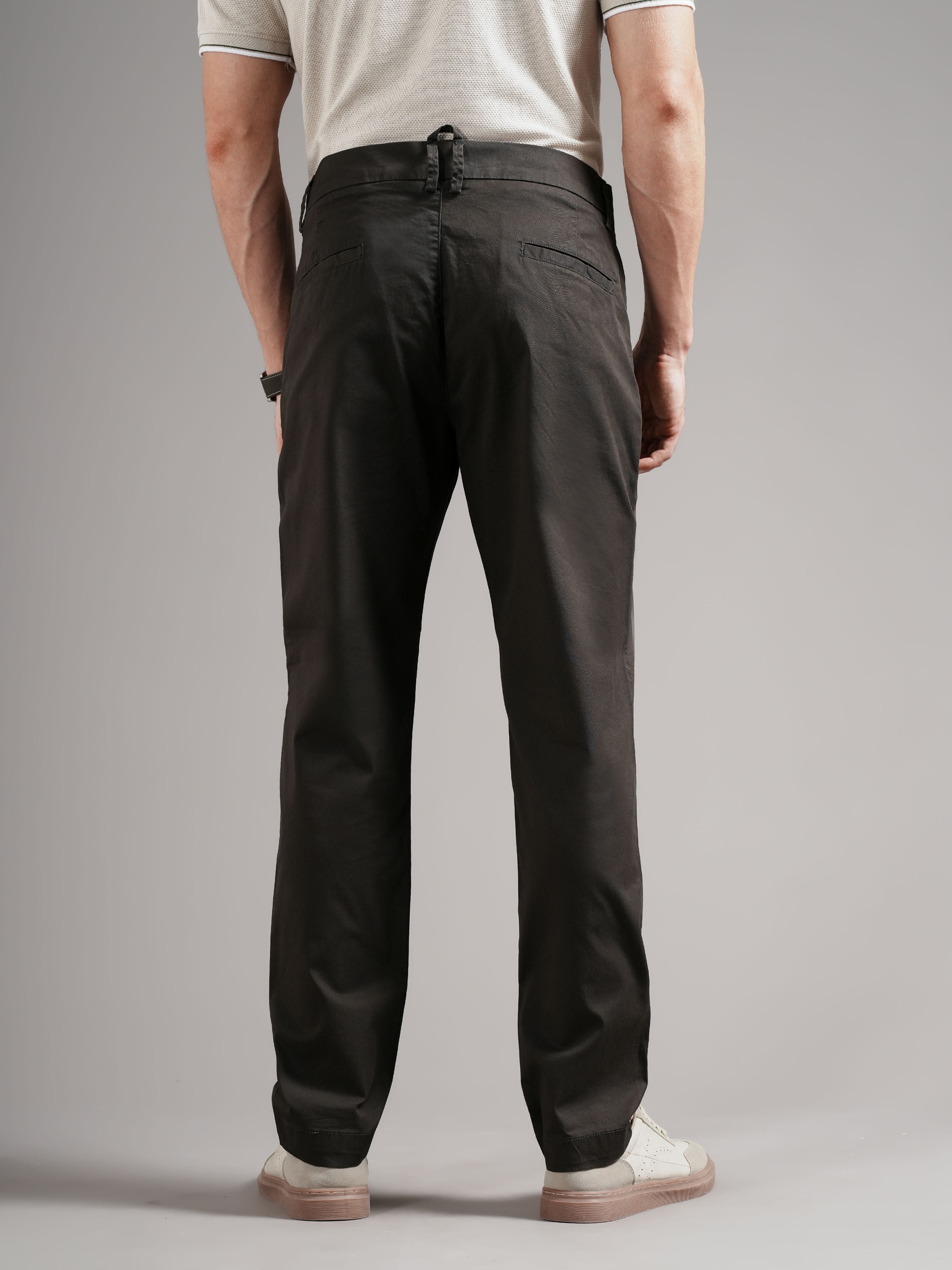 Men Tailored Low-Rise Chinos Trousers