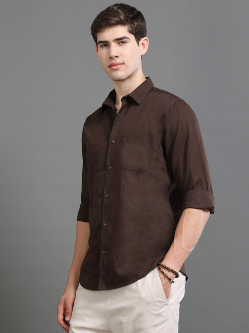 Men Smart Cotton Linen Slim Fit Shirt