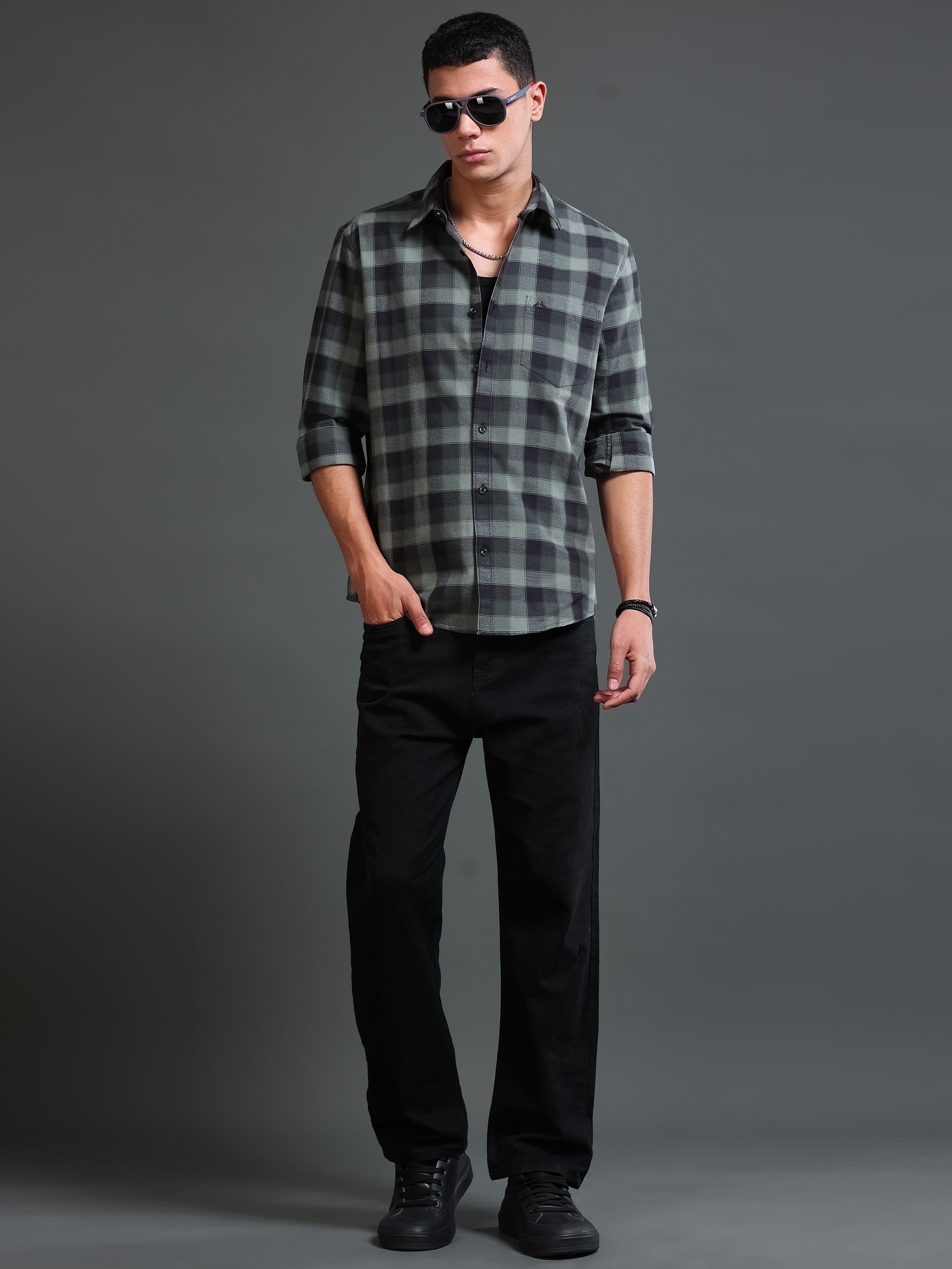 Men's Premium Oxford Checks Green Shirt