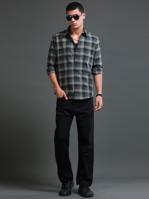 Men's Premium Oxford Checks Green Shirt