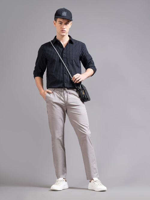Men Ankle Fit Smart Slim Fit Low-Rise Regular Trousers