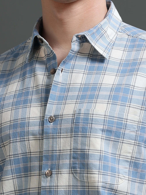 Men Smart Slim Fit Checked Casual Shirt