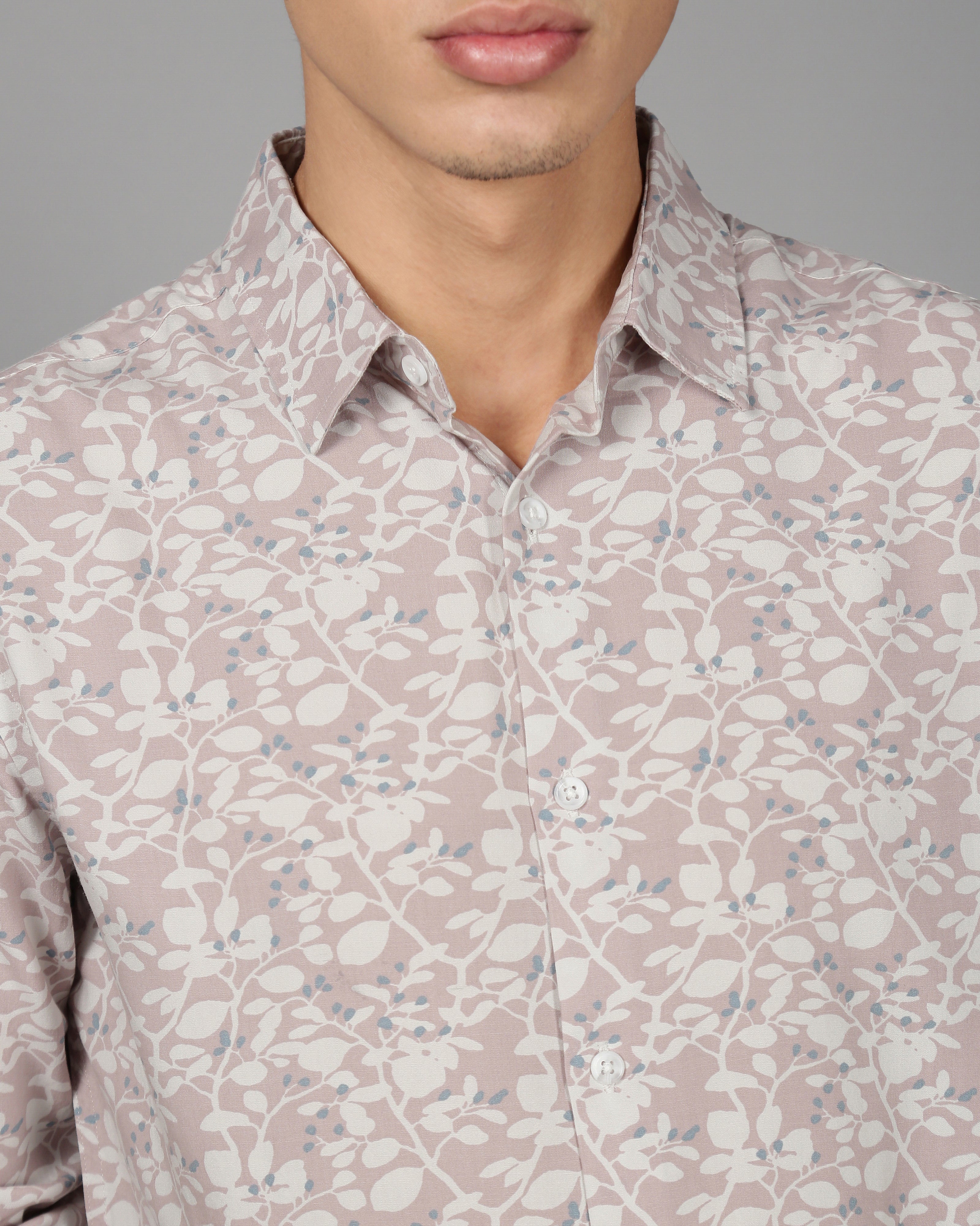 Men Smart Slim Fit Floral Printed Cotton Casual Shirt