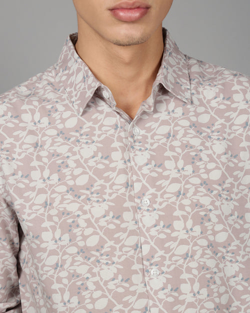 Men Smart Slim Fit Floral Printed Cotton Casual Shirt