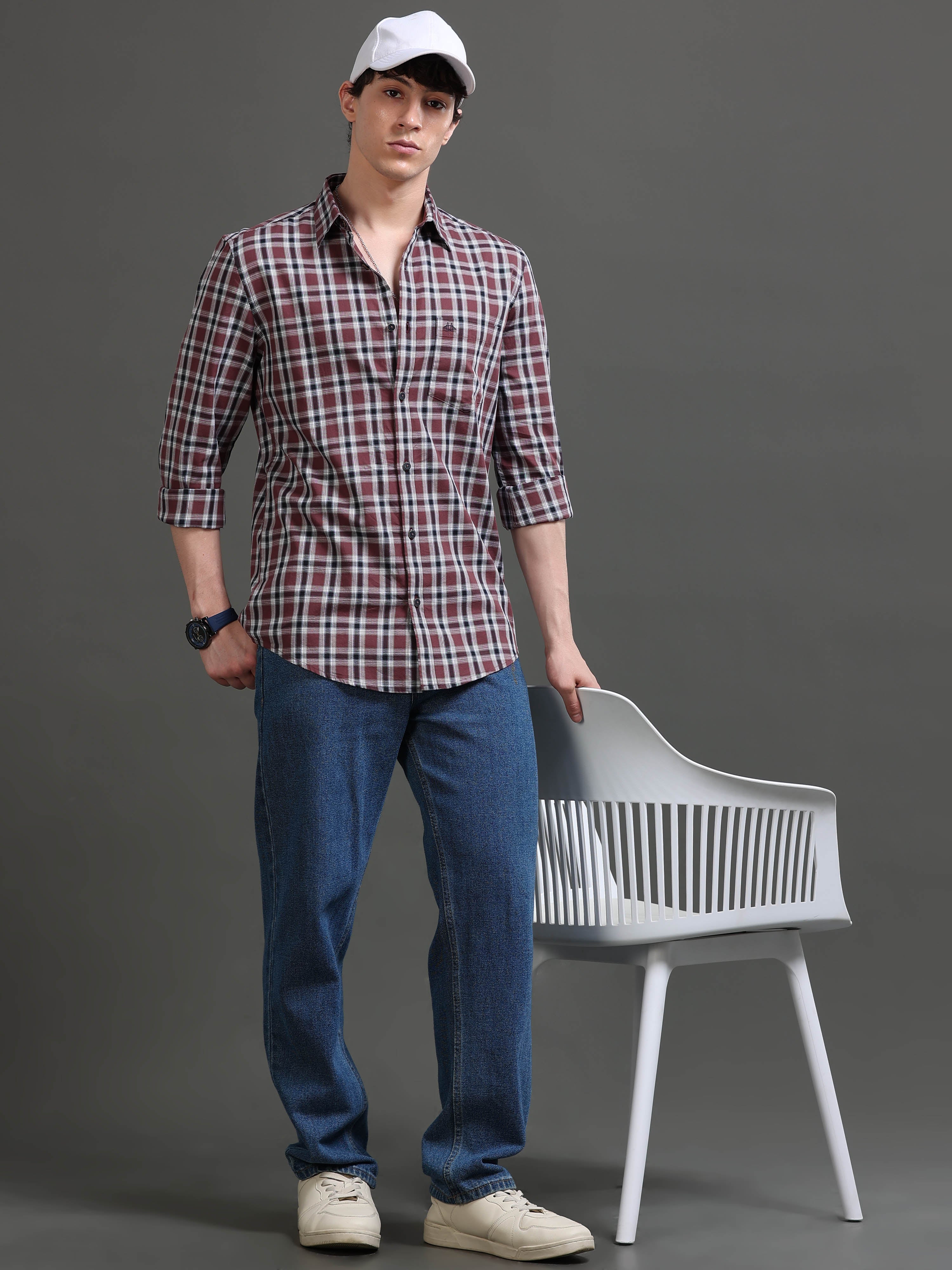 Men Smart Slim Fit Tartan Checks Checked Shirt