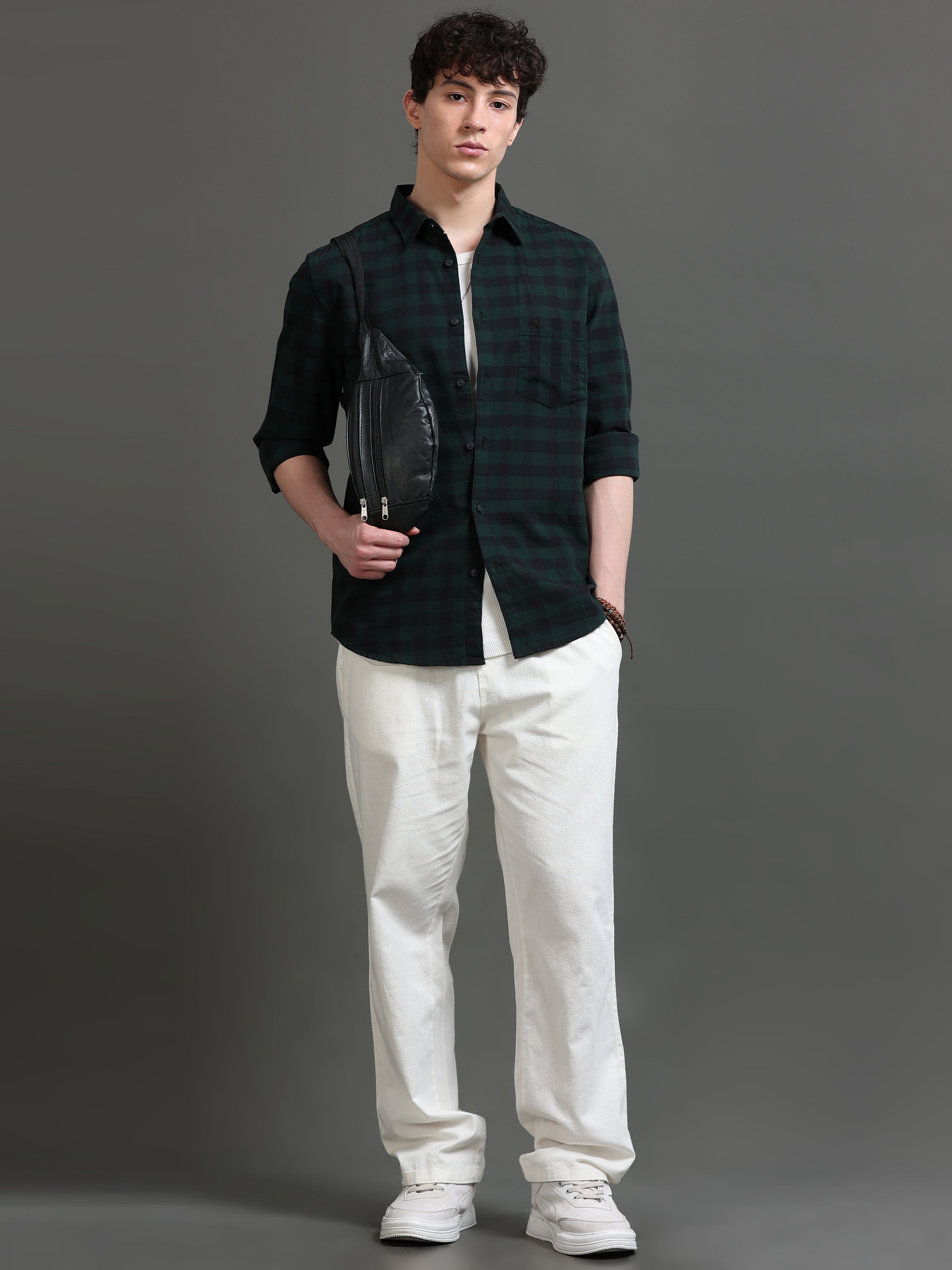 Men Smart Slim Fit Buffalo Checks Checked Casual Shirt