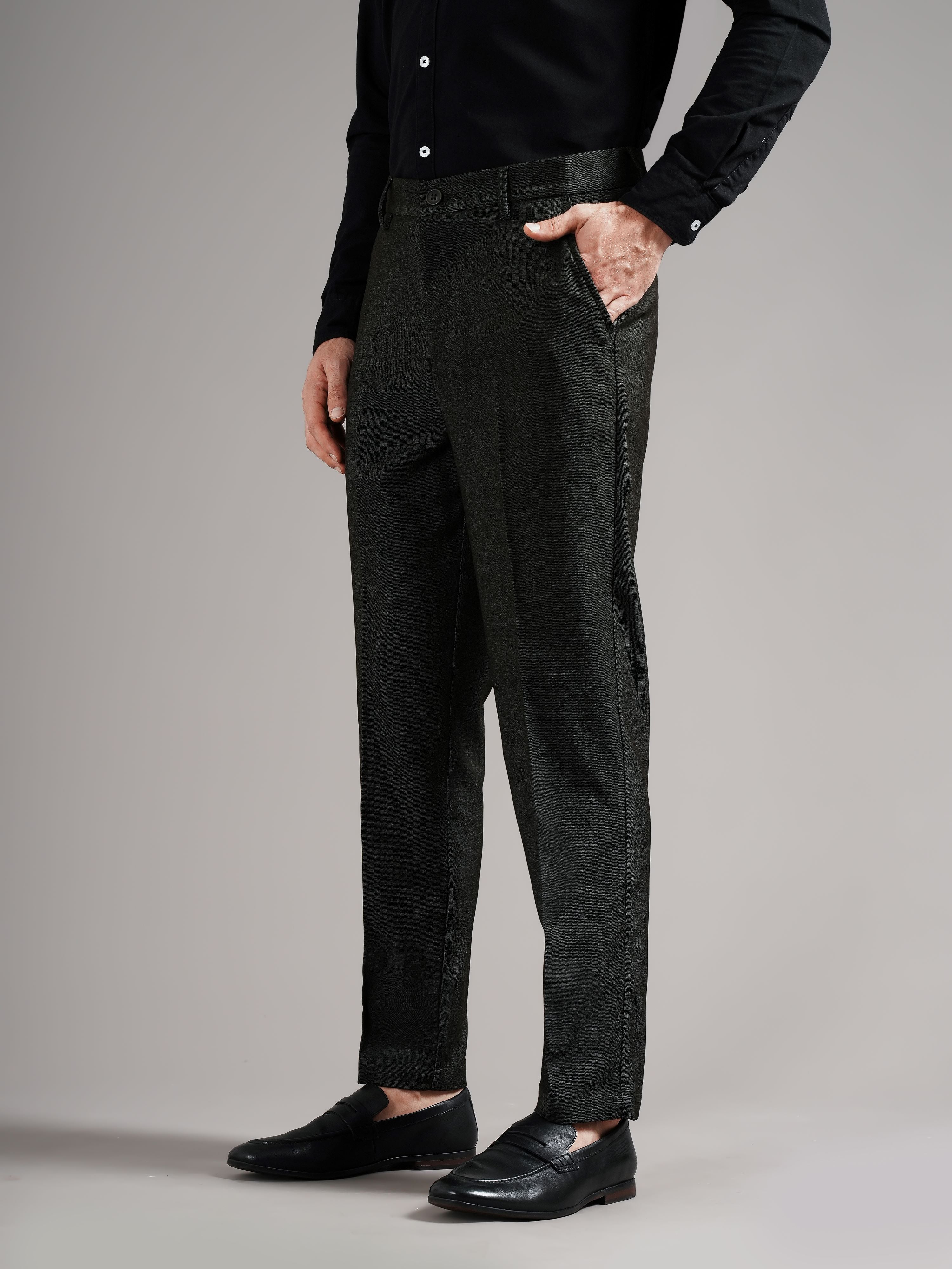 Men Tailored Straight Fit Low-Rise Trousers