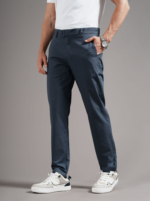 Men Tailored Low-Rise Chinos Trousers