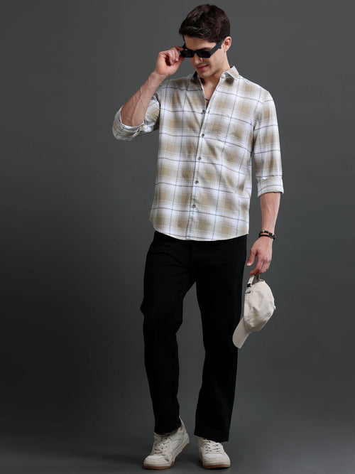 Men's Slim Fit Checked Cotton Shirt