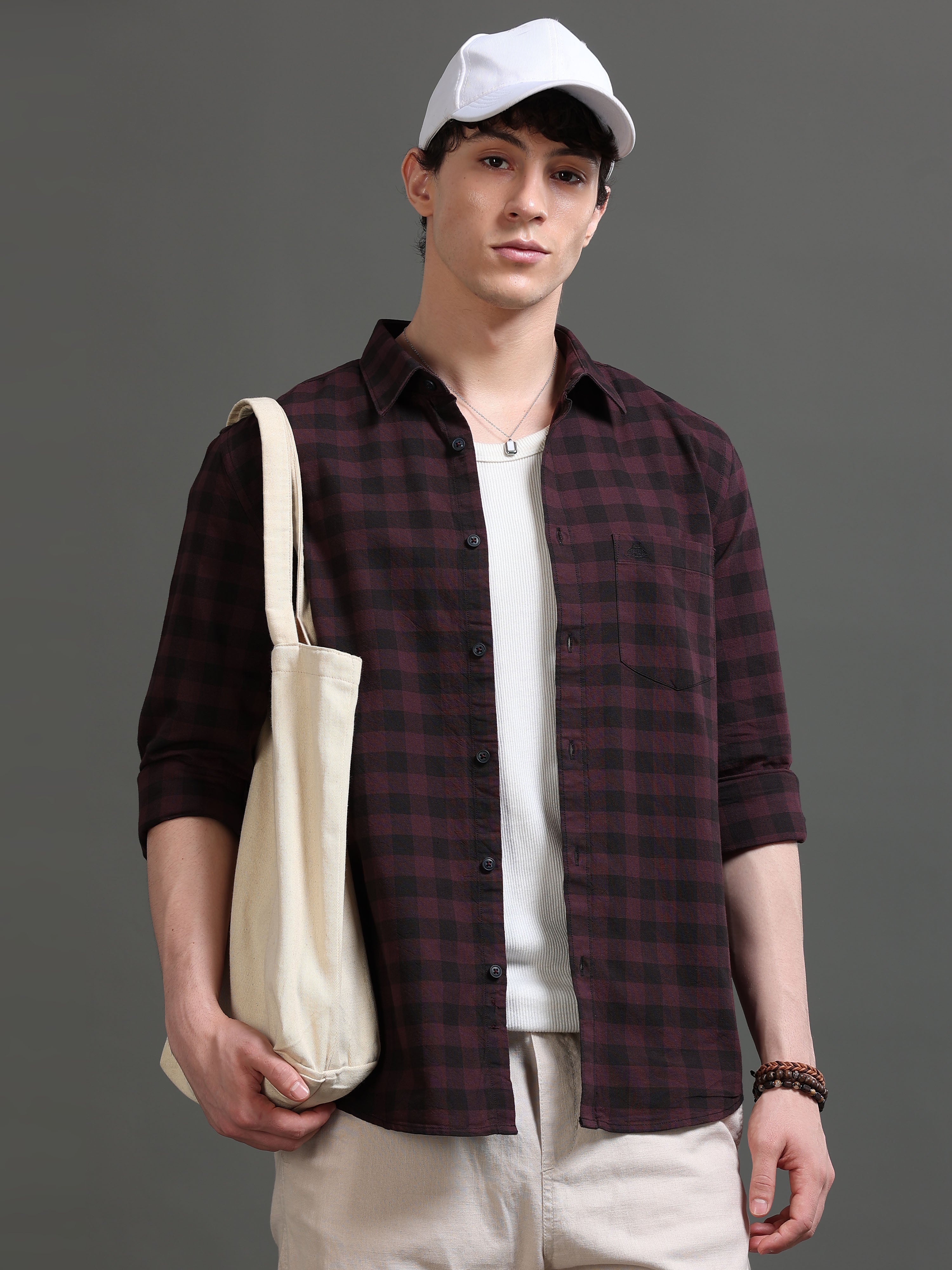 Men Smart Slim Fit Gingham Checks Checked Casual Shirt