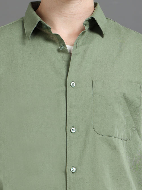 Men Smart Cotton Linen Slim Fit Shirt