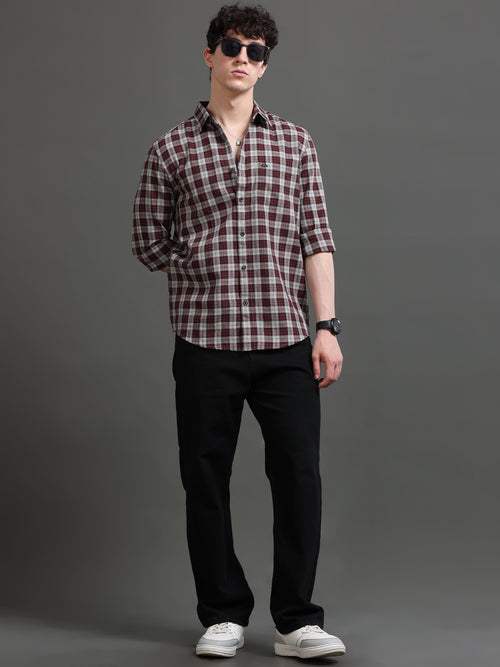 Men Smart Slim Fit Tartan Checks Checked Casual Shirt