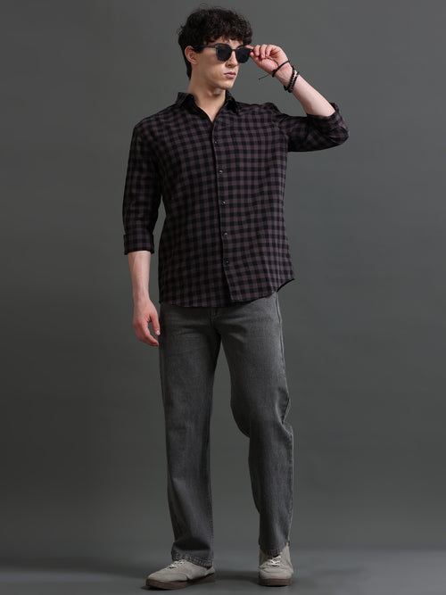 Men Smart Slim Fit Gingham Checks Checked Casual Shirt