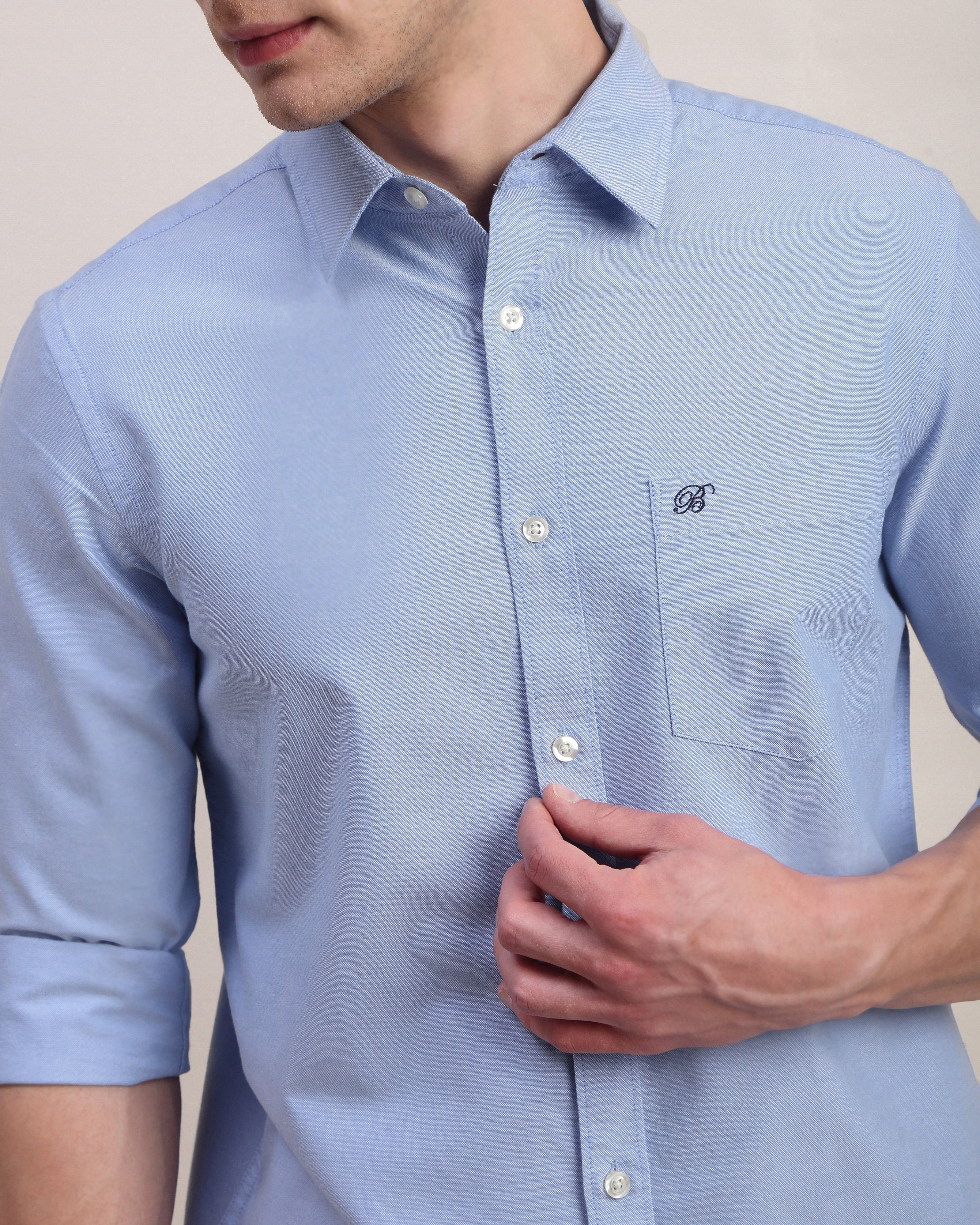 Men Slim Fit Oxford Cotton Casual Shirt