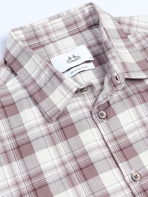 Men's Melange Twill Mauve Checks Shirts