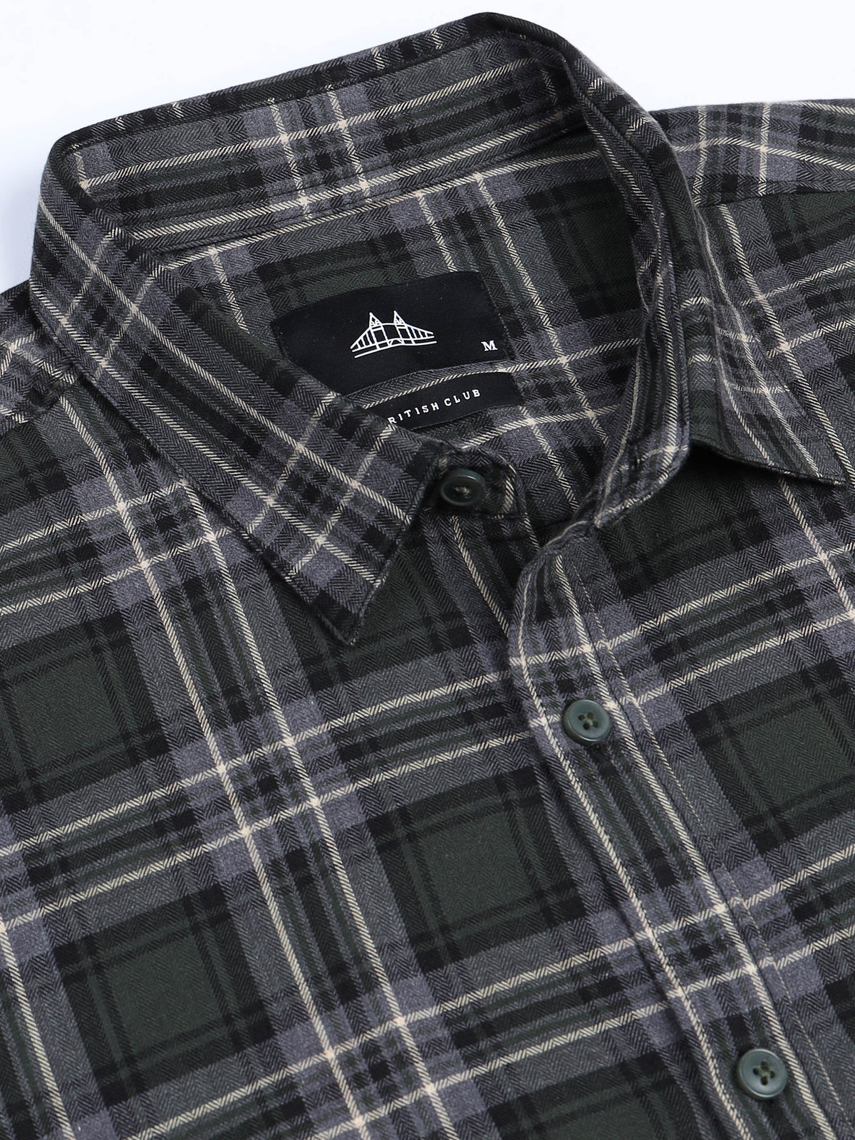 Men's Melange Twill Olive Checks Shirts