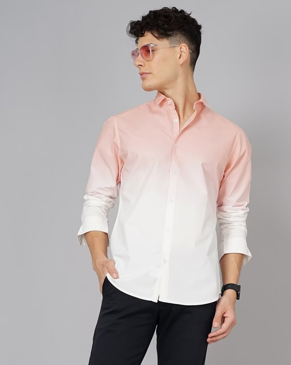 Men Ombre-Dyed Slim Fit Shirt