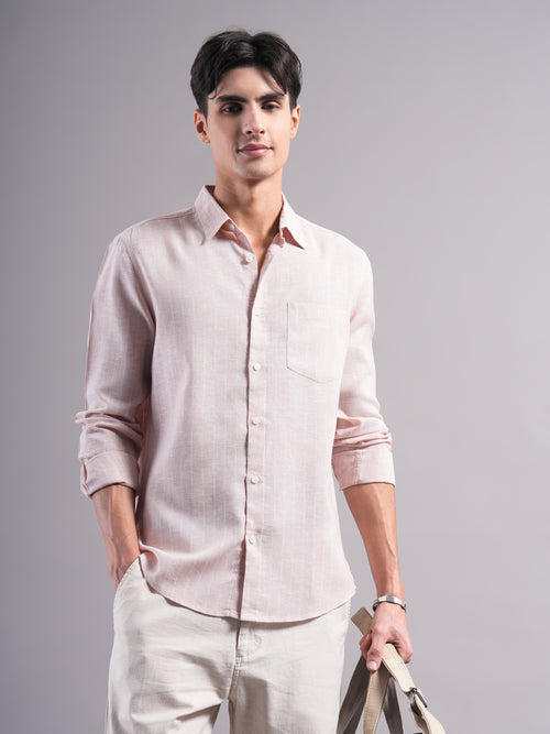 Men Smart Slim Fit Striped Casual Shirt