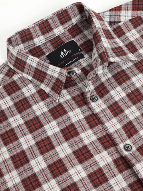 Men Smart Slim Fit Tartan Checks Checked Casual Shirt