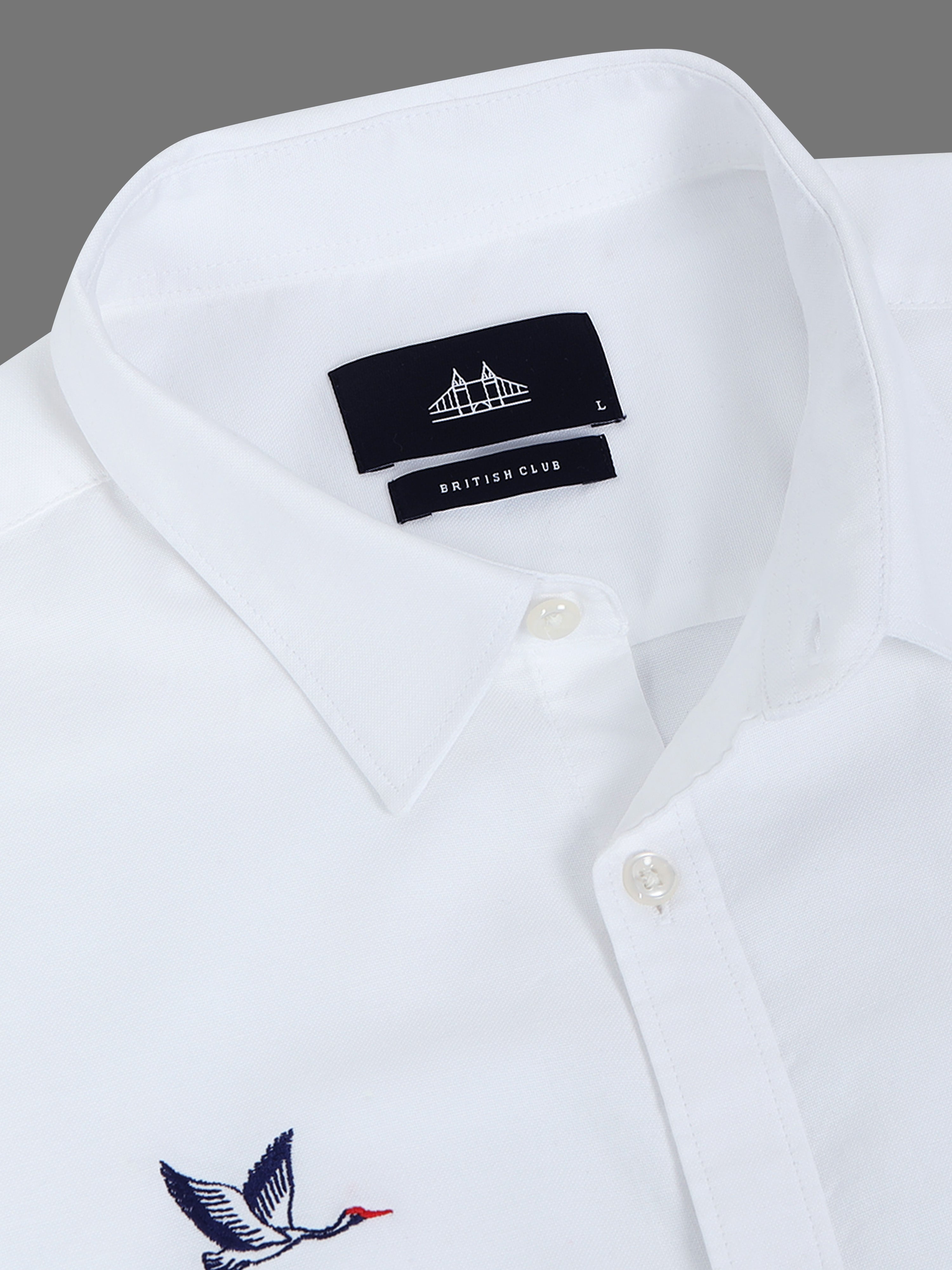 Men Oxford Embroidary Slim Fit Shirt