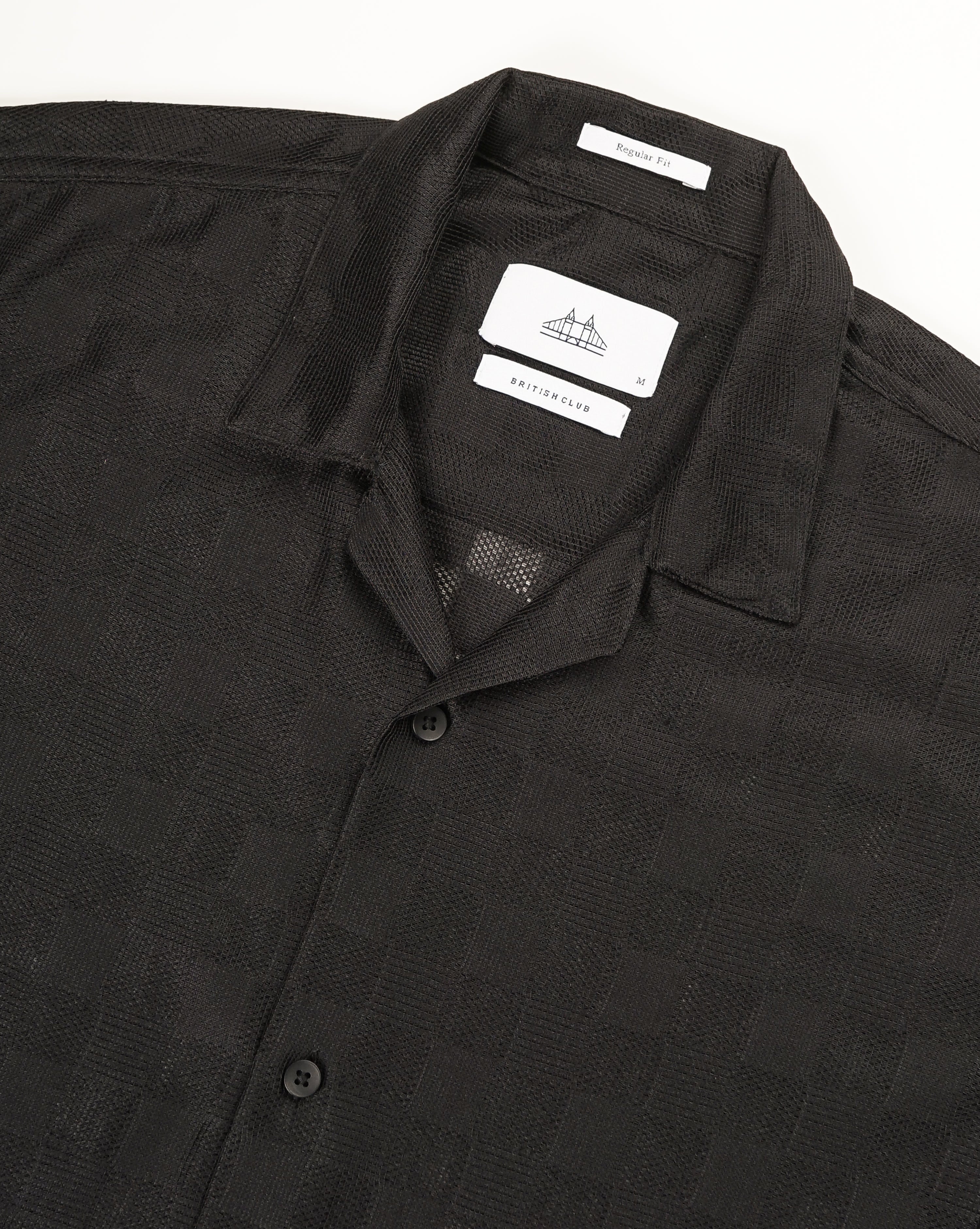 MEN'S REGULAR FIT SELF DESIGN SHIRT