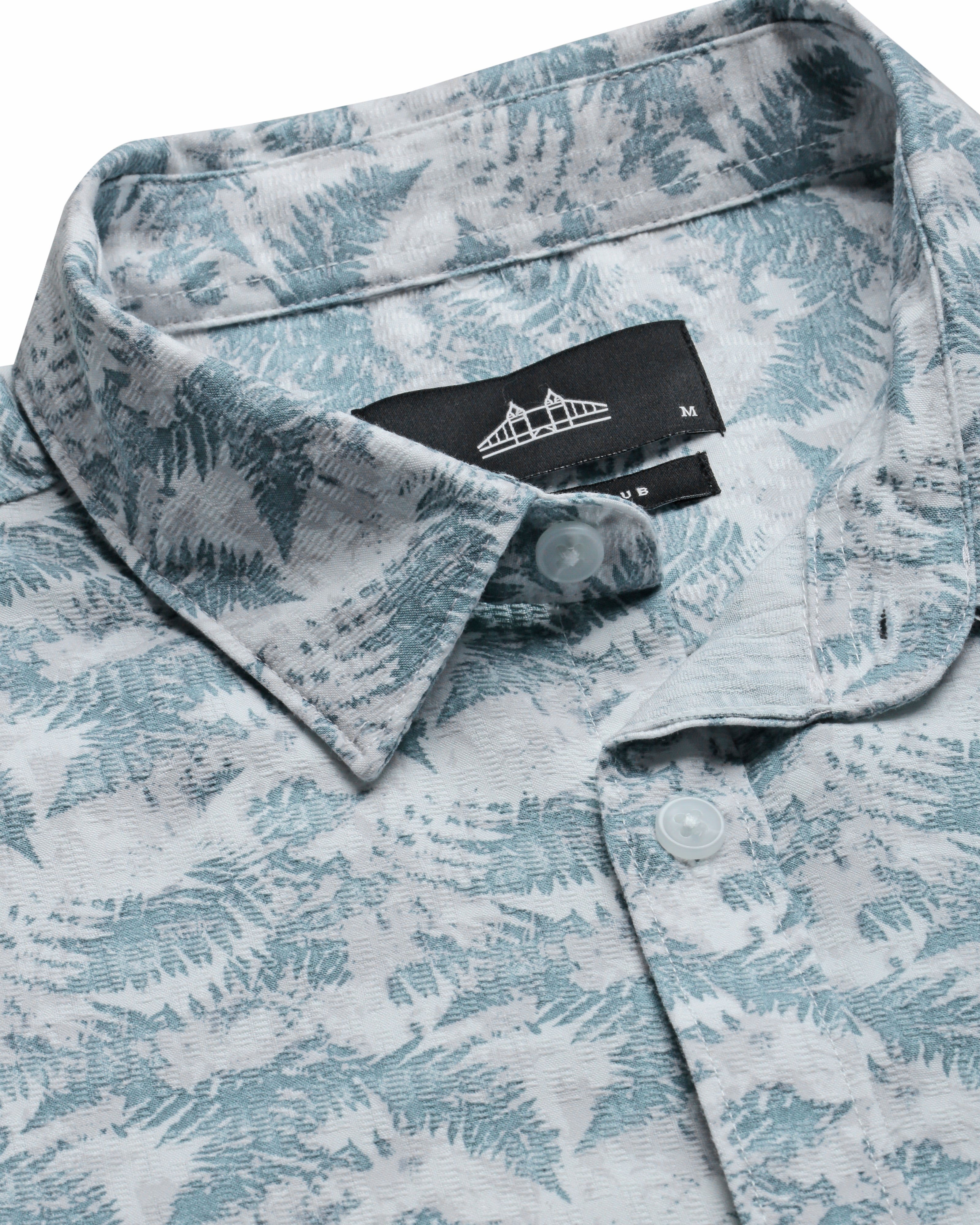 Men Smart Slim Fit Floral Printed Spread Collar Cotton Casual Shirt