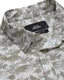 Men Smart Slim Fit Floral Printed Spread Collar Cotton Casual Shirt