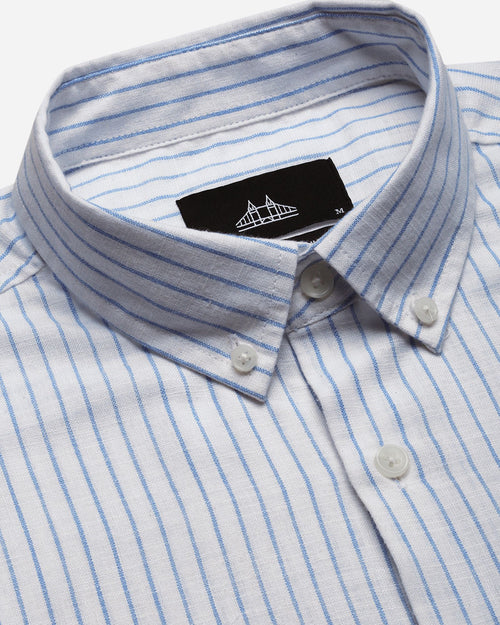 Smart Slim Fit Striped Button-Down Collar Cotton Casual Shirt