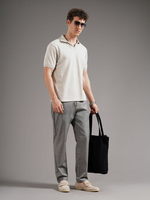Men Tailored Straight Fit Low-Rise Trousers