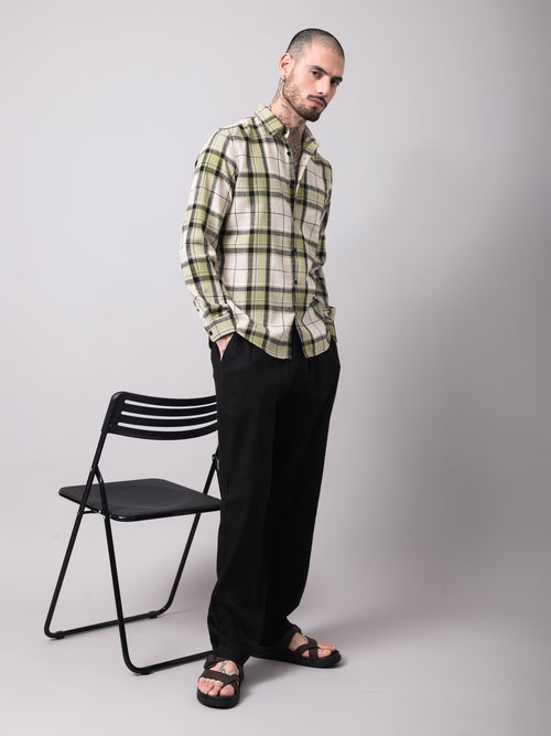 Cotton Linen Checks Casual Shirt