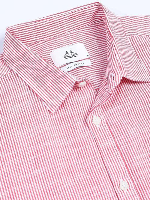 Men Stripes Red Shirts