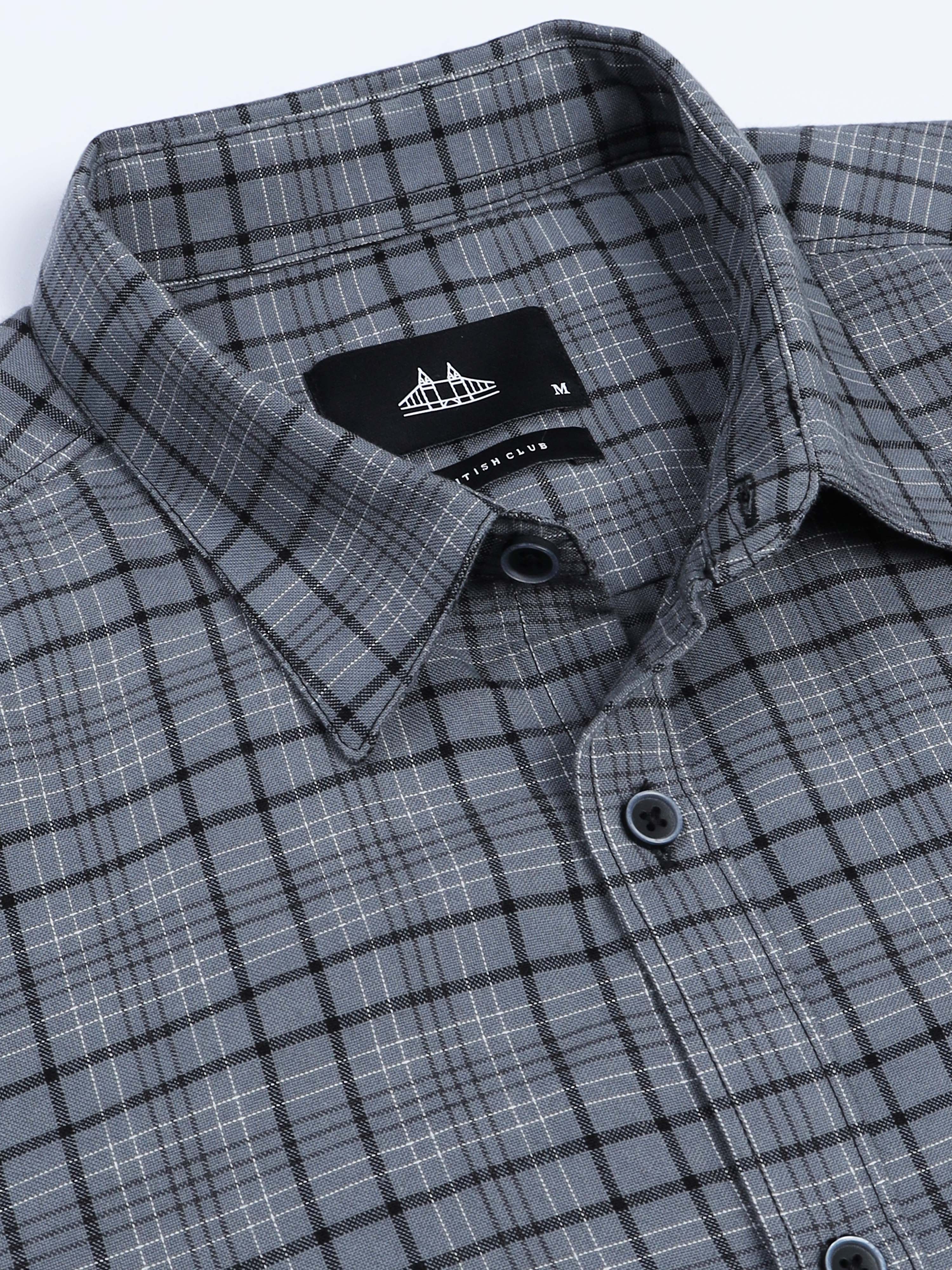 Men's Premium Oxford Grey Checks Shirt