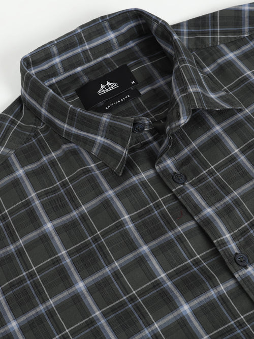 Men Smart Slim Fit Checked Casual Shirt