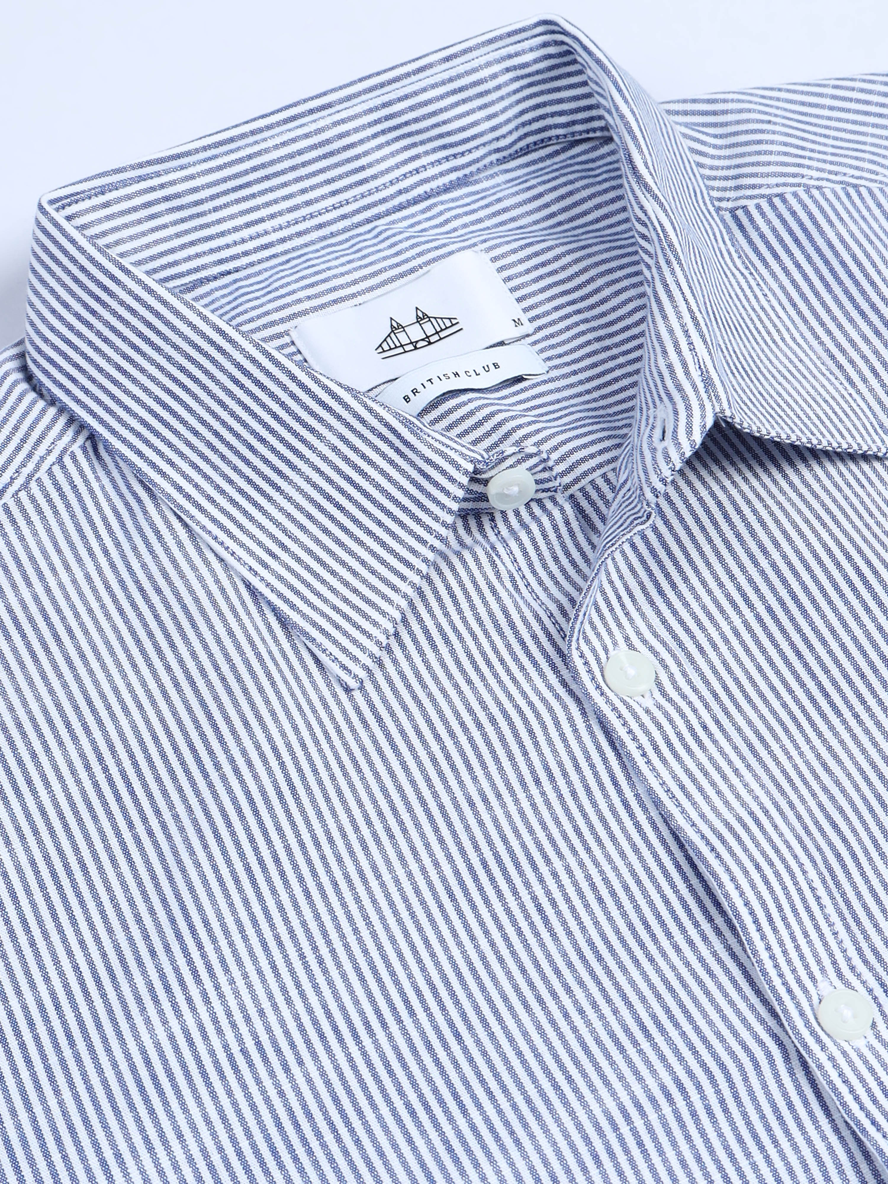 Men Stripes Navy Shirts